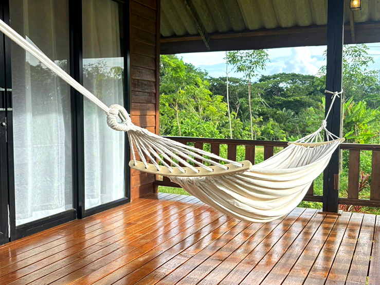 Relaxing hammock on private balcony
